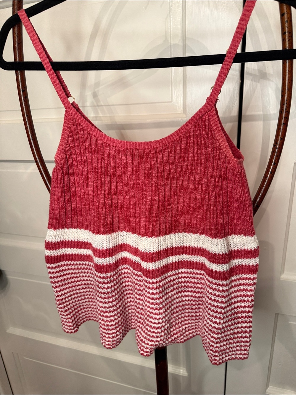 MOTH Anthropologie Striped Knit Swing Tank Top Red Cream XS Boho